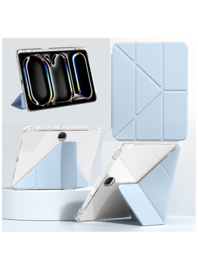 for Honor Pad 9 12.1 بوصة غطاء الحالة, ثلاثي طي تصميم على شكل Y, زاوية متعددة, الجلد غطاء اللوح مع فتحة القلم, تلقائي الاستيقاظ / النوم,أزرق - Image 1